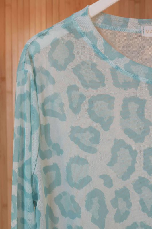 Bobby Mesh Layering Top Leopard Aqua